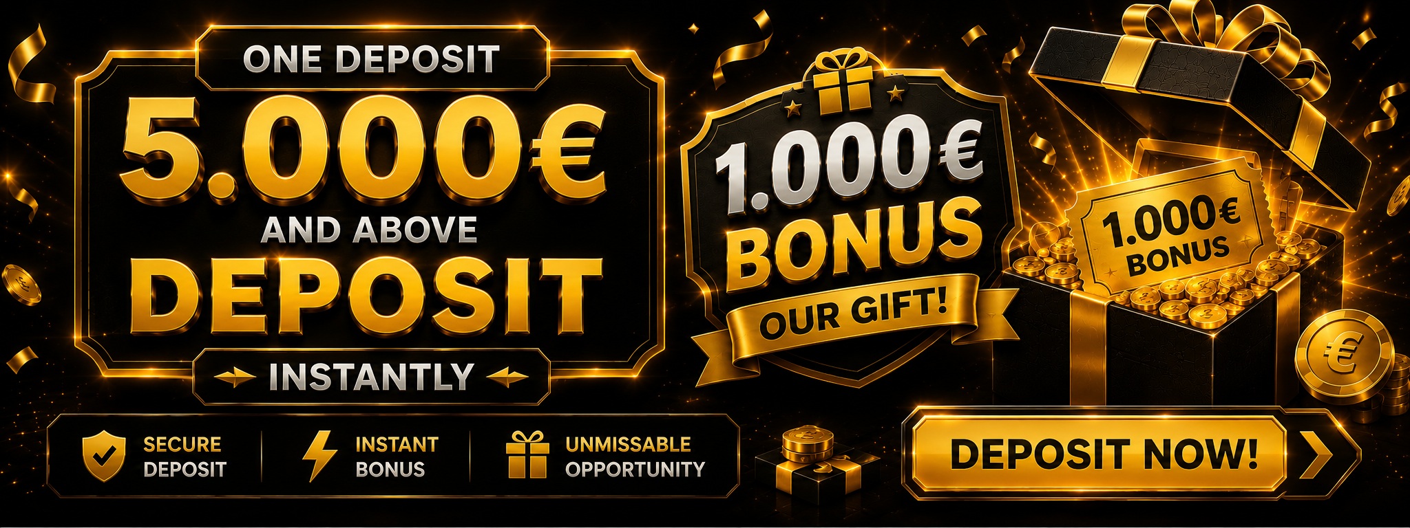 €1,000 Bonus on a Single Deposit of €5,000+